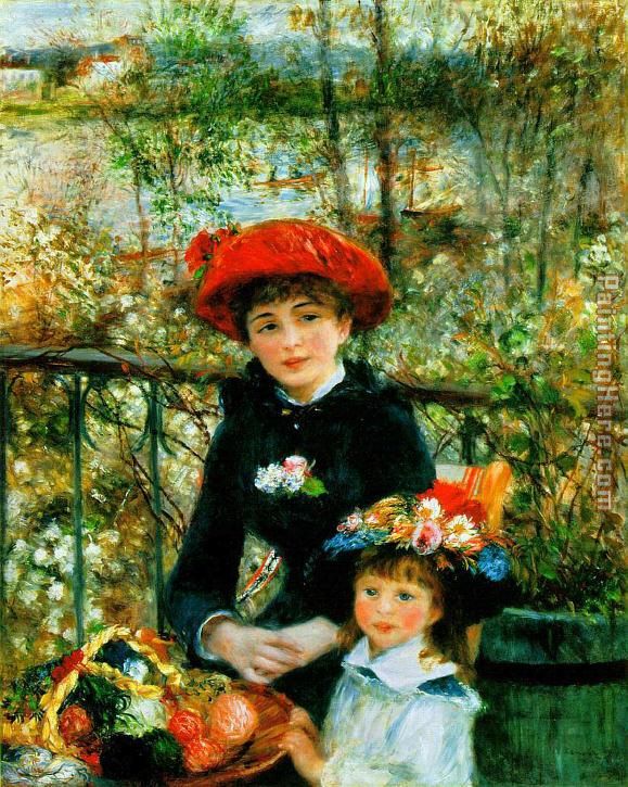 Two Sisters on the Terrace painting - Pierre Auguste Renoir Two Sisters on the Terrace art painting